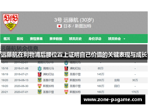 远藤航在利物浦后腰位置上证明自己价值的关键表现与成长